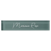 Porte-nom Pour Bureau Moss Green Élégant Script manuscrit (Devant)