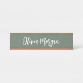 Porte-nom Pour Bureau Moss Green Sketted Cursive Script (Devant)