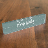 Porte-nom Pour Bureau Moss Green Sketted Cursive Script (Taille)