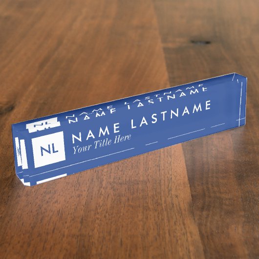 Porte-nom Pour Bureau Mot de de bureau blanc monogramme (Taille)