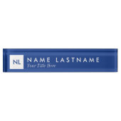 Porte-nom Pour Bureau Mot de de bureau blanc monogramme (Devant)