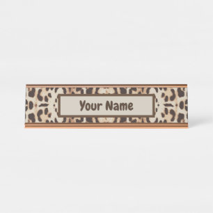 Porte-nom Pour Bureau Motif animal Empreinte de léopard
