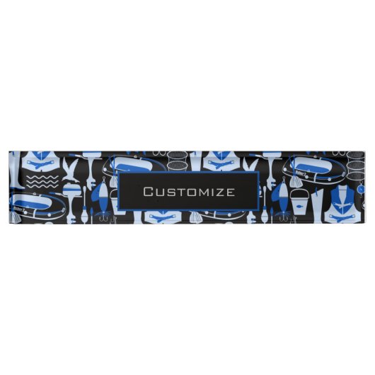 Porte-nom Pour Bureau Motif bleu de pêche (Devant)