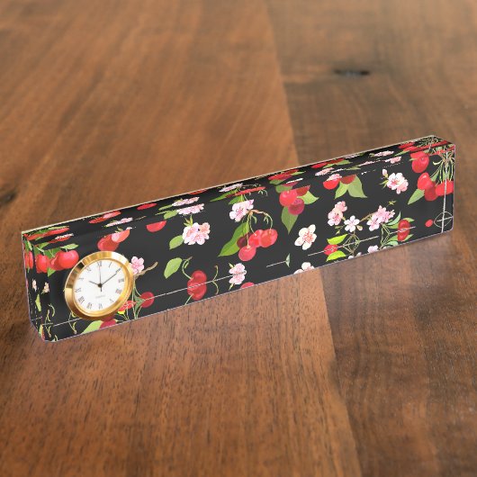 Porte-nom Pour Bureau Motif cerise 2 (Taille)
