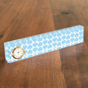 Porte-nom Pour Bureau Motif Cœurs Bleus, Romantique, Amour