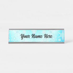 Porte-nom Pour Bureau Motif Crystal Snowflakes