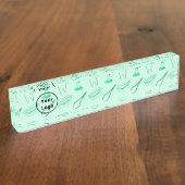Porte-nom Pour Bureau Motif de dentiste vert (Taille)