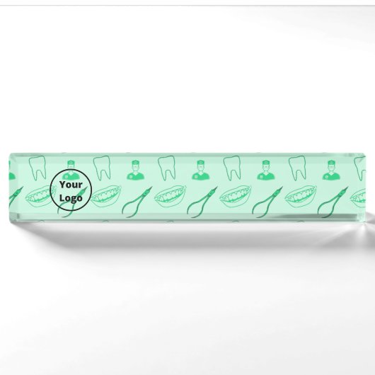 Porte-nom Pour Bureau Motif de dentiste vert (Devant)
