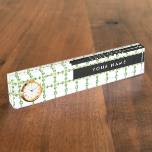 Porte-nom Pour Bureau Motif de feuille, feuilles vertes, votre nom