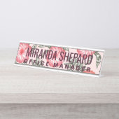 Porte-nom Pour Bureau Motif de fleur hawaïen de ketmie rose (Devant)