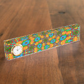 Porte-nom Pour Bureau Motif de fleurs esthétiques (Taille)