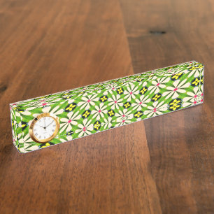 Porte-nom Pour Bureau Motif de fleurs esthétiques