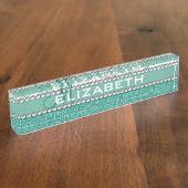 Porte-nom Pour Bureau Motif de parties scintillantes de fleur de (Taille)