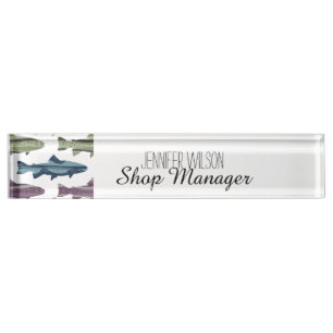 Porte-nom Pour Bureau Motif de poissons de truite farfelue