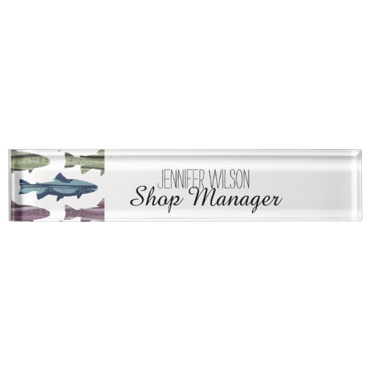 Porte-nom Pour Bureau Motif de poissons de truite farfelue (Devant)