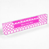 Porte-nom Pour Bureau Motif de Quatrefoil rose choquant