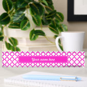 Porte-nom Pour Bureau Motif de Quatrefoil rose choquant