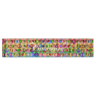 Porte-nom Pour Bureau motif de symboles de paix multicolores