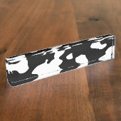 Porte-nom Pour Bureau Motif de vache noir et blanc (Taille)