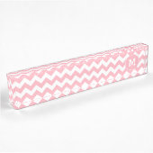 Porte-nom Pour Bureau Motif de Zigzag rose clair monogramme