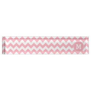 Porte-nom Pour Bureau Motif de Zigzag rose clair monogramme