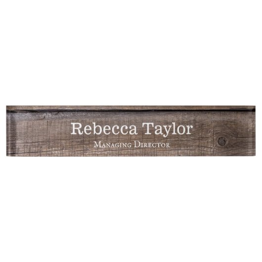 Porte-nom Pour Bureau Motif en bois rustique moderne unique  (Devant)