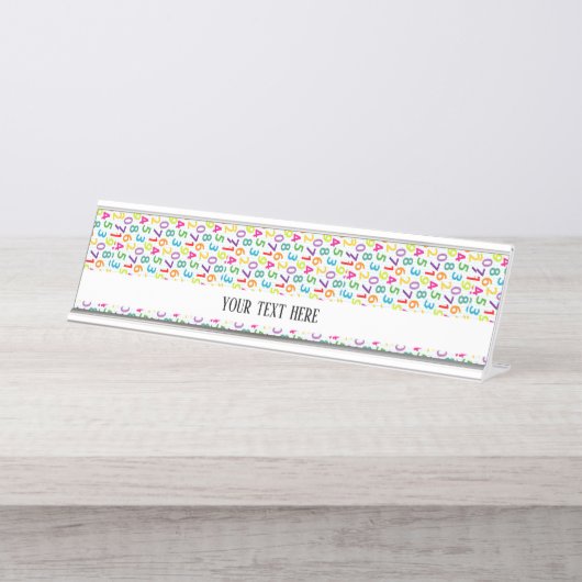 Porte-nom Pour Bureau Motif enseignant Coloré (Devant)