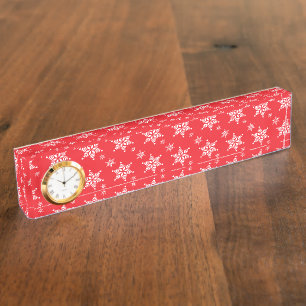 Porte-nom Pour Bureau Motif Flocon de Neige, Flocons de Neige Blancs, Ne