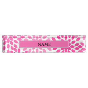 Porte-nom Pour Bureau Motif Floral moderne rose chaud