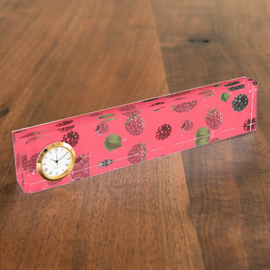 Porte-nom Pour Bureau Motif framboise (Taille)