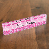 Porte-nom Pour Bureau Motif humide rose chaud (Taille)