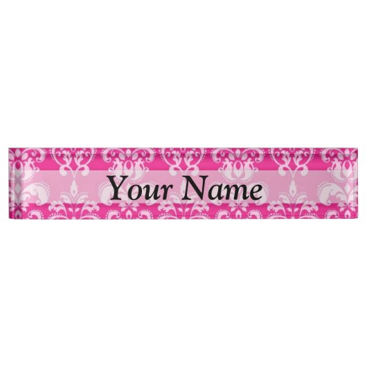 Porte-nom Pour Bureau Motif humide rose chaud (Devant)