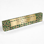 Porte-nom Pour Bureau Motif léopard vert émeraude
