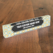 Porte-nom Pour Bureau motif papier peint des années 70 (Taille)