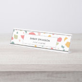 Porte-nom Pour Bureau Motif pastel moderne (Devant)