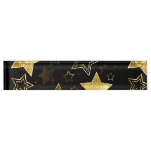 Porte-nom Pour Bureau Motif sans couture avec étoiles d'or