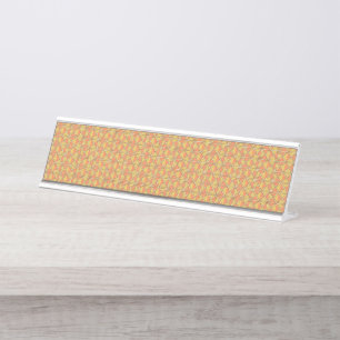 Porte-nom Pour Bureau Motif symétrique orange, jaune et marron w