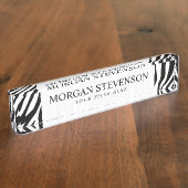 Porte-nom Pour Bureau Motif Zebra Print Black and White Stripes (Taille)