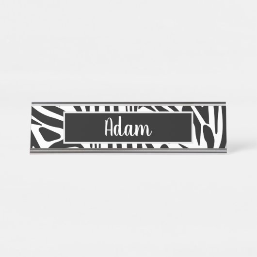 Porte-nom Pour Bureau Motif Zèbre (Devant)