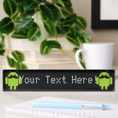 Porte-nom Pour Bureau Moustache Robot Android sur Noir