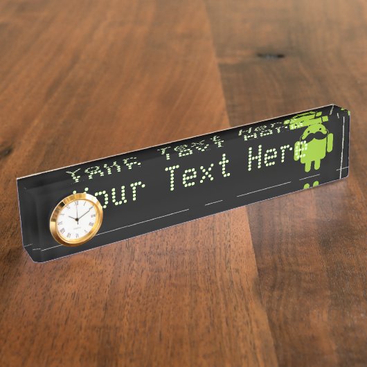 Porte-nom Pour Bureau Moustache Robot Android sur Noir (Taille)