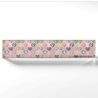 Porte-nom Pour Bureau Multi couleur, pierre à gemme, or rose, moderne, t
