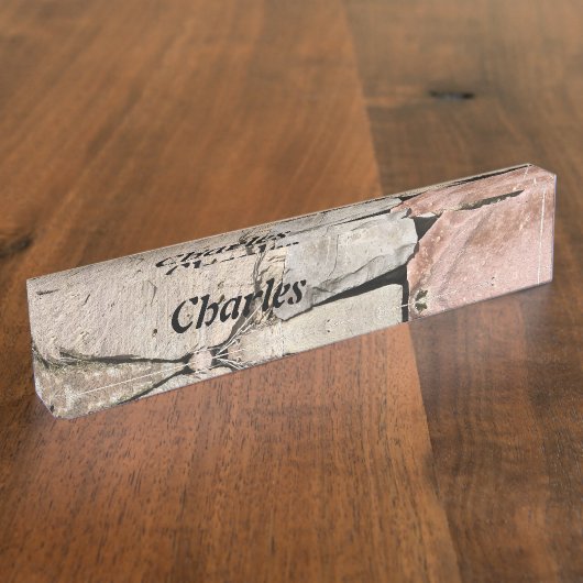 Porte-nom Pour Bureau Mur personnalisé de roche (Taille)