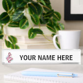 Porte-nom Pour Bureau Musical treble clef notes with sakura flowers