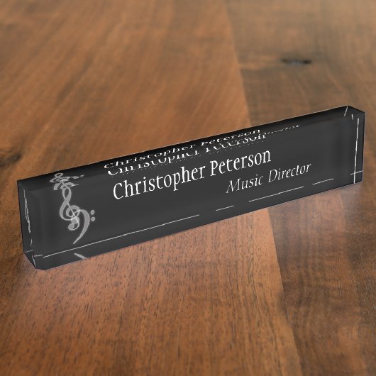 Porte-nom Pour Bureau Musique : Treble et basse Clef (Taille)