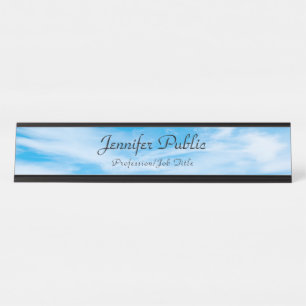 Porte-nom Pour Bureau Nature Ciel Bleu Nuages Blancs Moderne Élégant ten