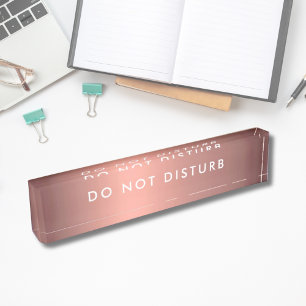 Porte-nom Pour Bureau Ne pas déranger Connexion Rose Gold Business