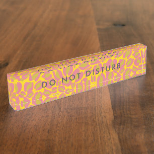 Porte-nom Pour Bureau Ne pas déranger Signer Pretty Pink Print Business