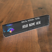 Porte-nom Pour Bureau Neon Firefly sur noir (Taille)