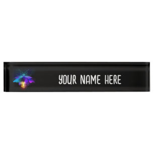 Porte-nom Pour Bureau Neon Firefly sur noir